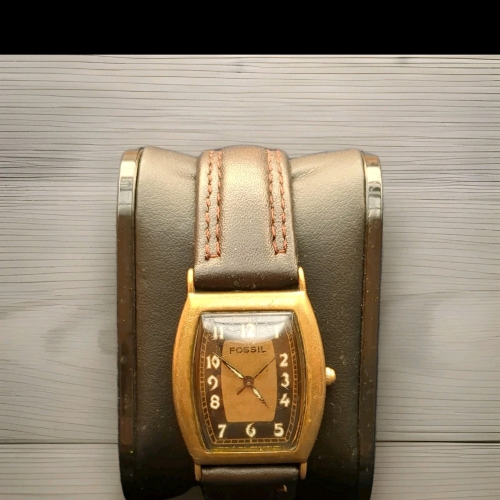 Fossil Gold and Brown Leather Watch